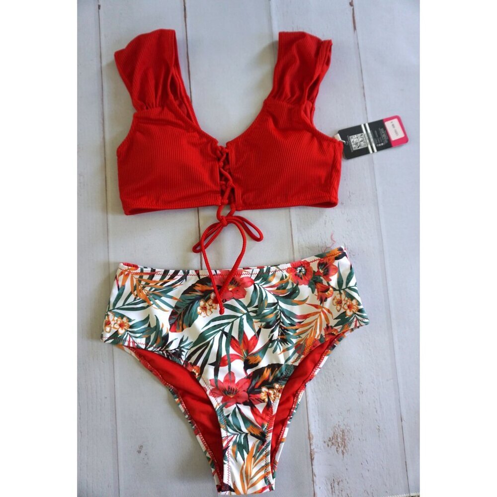 SHEKINI Women’s Hanging Front Drawstring Bikini Swimsuit Set - Size S, NWT - Picture 6 of 6